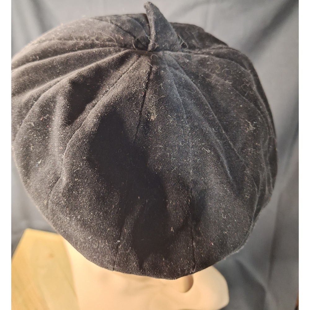 Vintage Black Velvet Beret Hat Union‎ Made United Hatters Millinery Size 21 - Picture 3 of 8